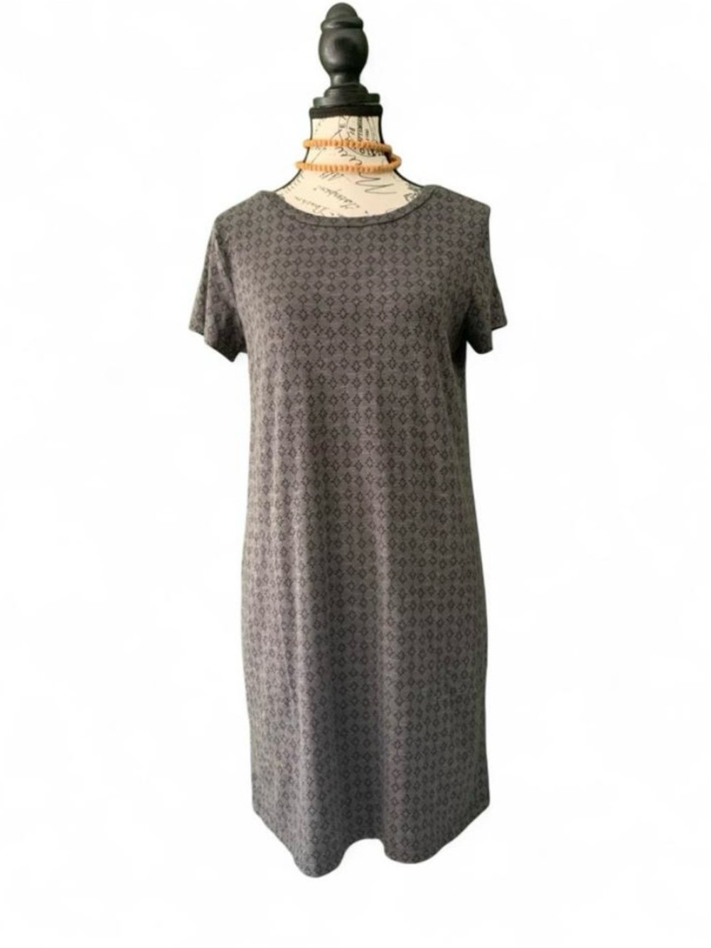 Toad&Co Charcoal Gray Short-Sleeve Patterned Shift Dress Size S Boho Minimalist